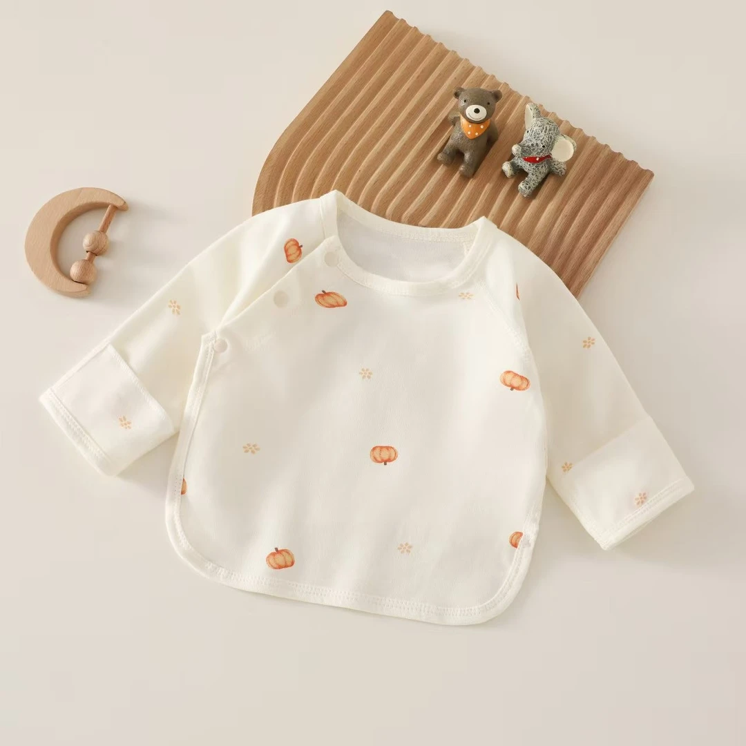 新生儿上衣长袖春秋新生婴婴儿衣婴幼儿半背衣纯棉宝宝纯棉半背衣