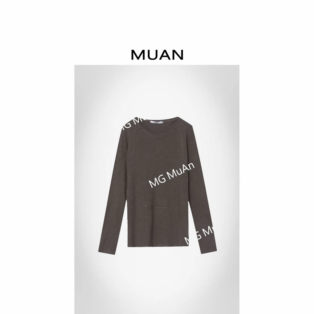 木岸MUAN:《山本长袖T》定制100棉简约百搭正肩长袖上衣女DS-0301