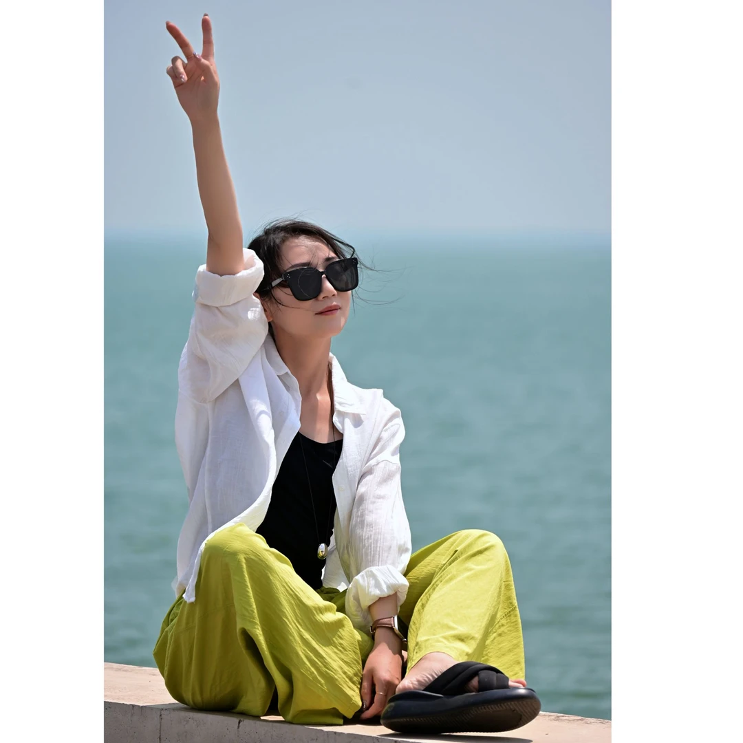 亲子山本裤 女士褶皱长裤 女童纯色薄款空调裤母女装大童 85043