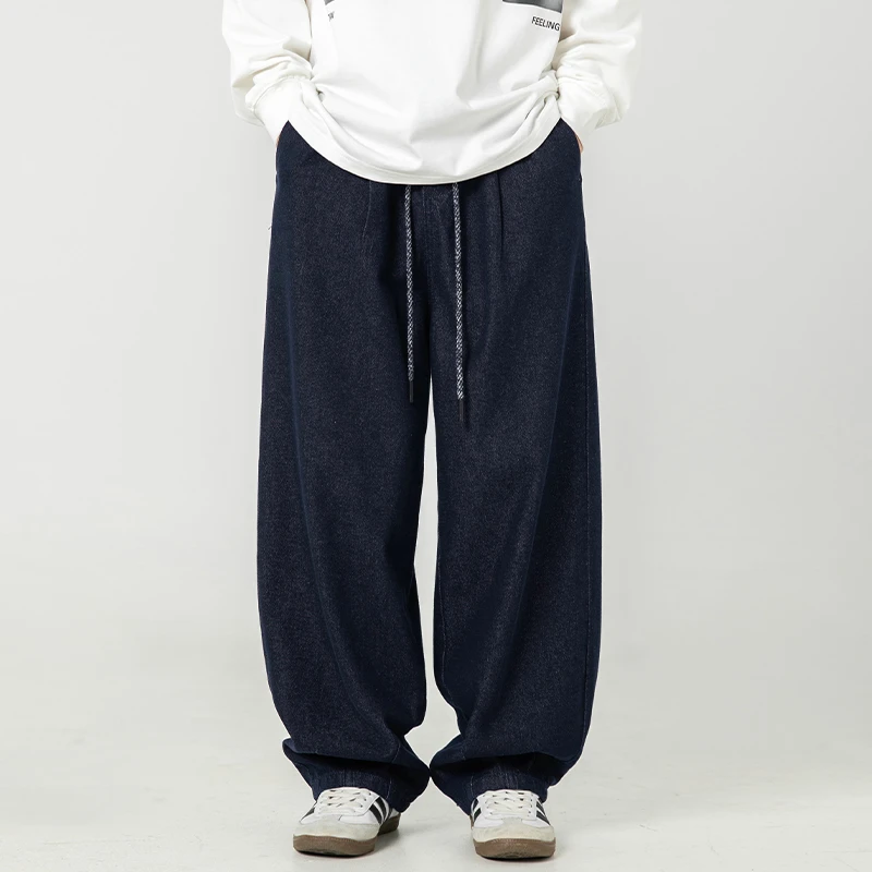 黑曼巴阔型牛仔裤男款2025春季新款日系弹力休闲复古长裤