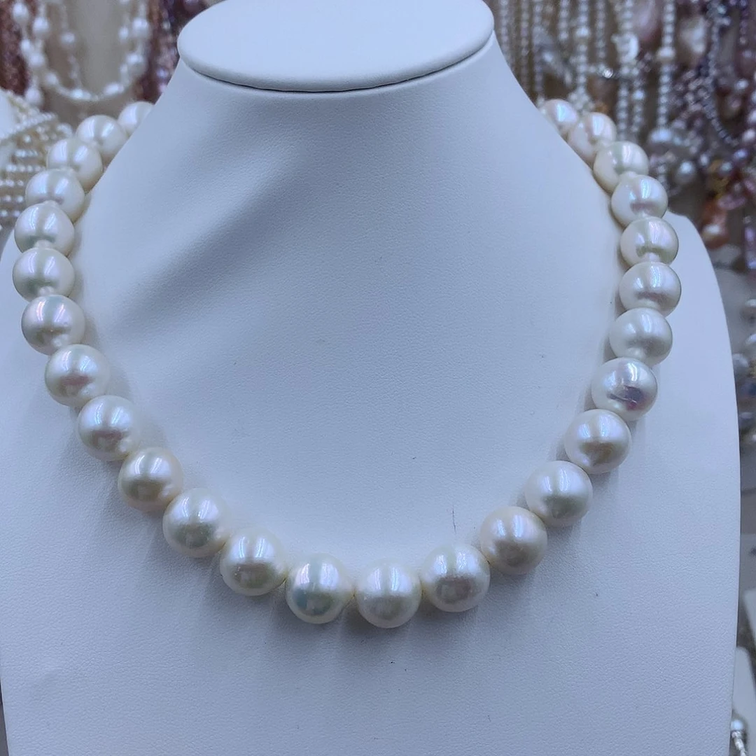 项链银S925镶嵌淡水珍珠黑*