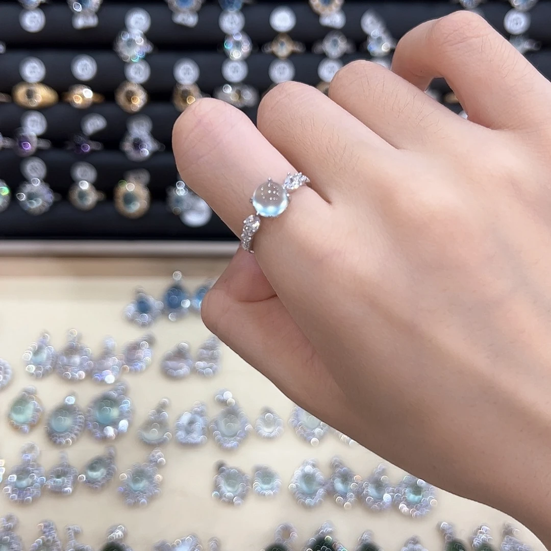 蛇纹石玉银S925镶嵌饰品甜*-