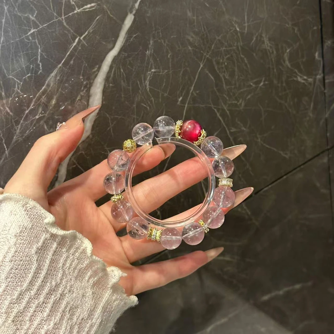 S96 水心宝 紫水12mm天空之镜红锂云母手串