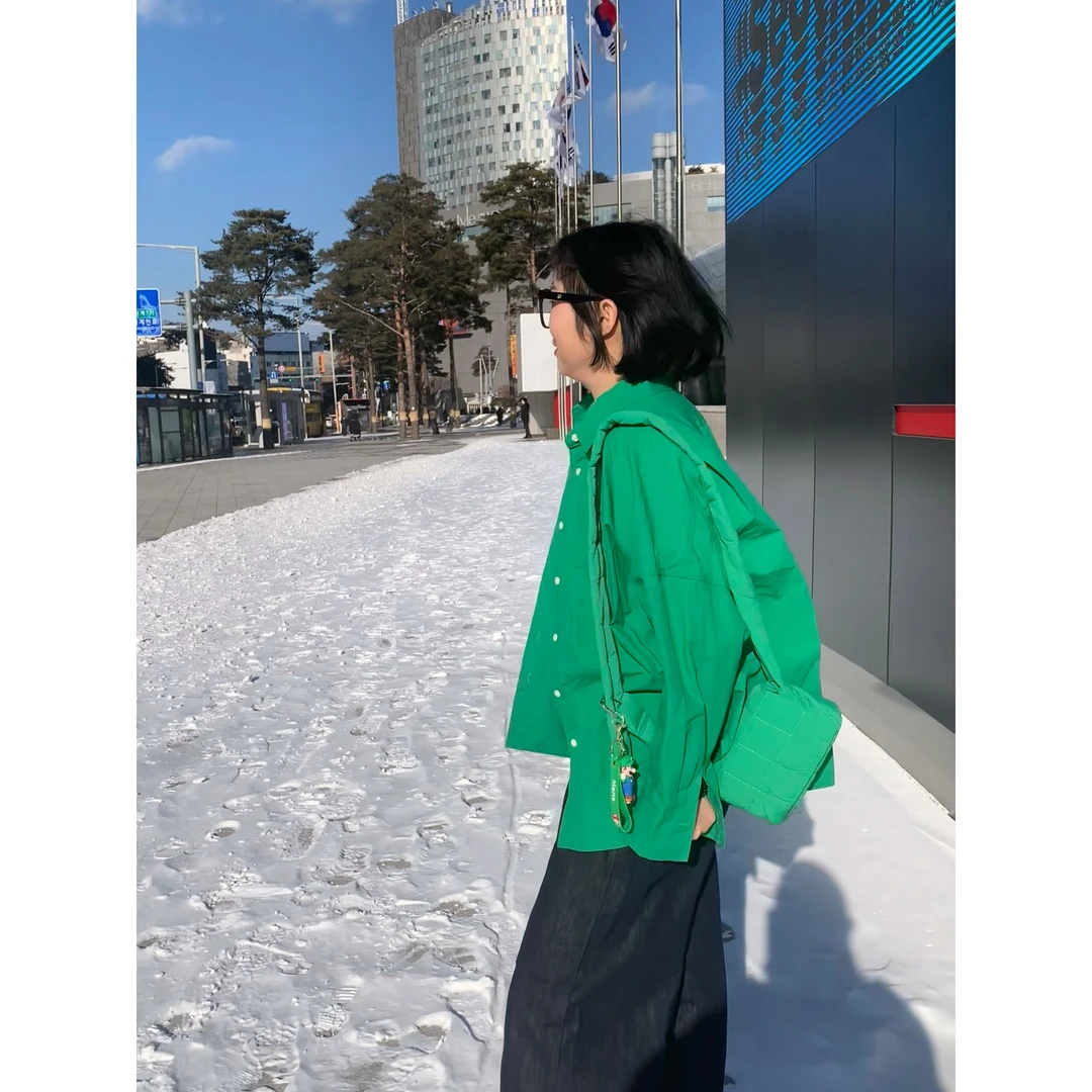 TOTHEND—“自由日记”小众复古巨显白的全棉青草绿衬衫