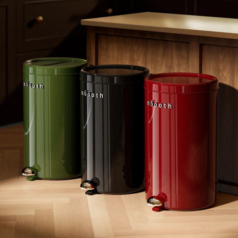 诺室脚踩垃圾桶家用带盖复古高级感客厅卧室厨房小号脚踏式垃圾筒