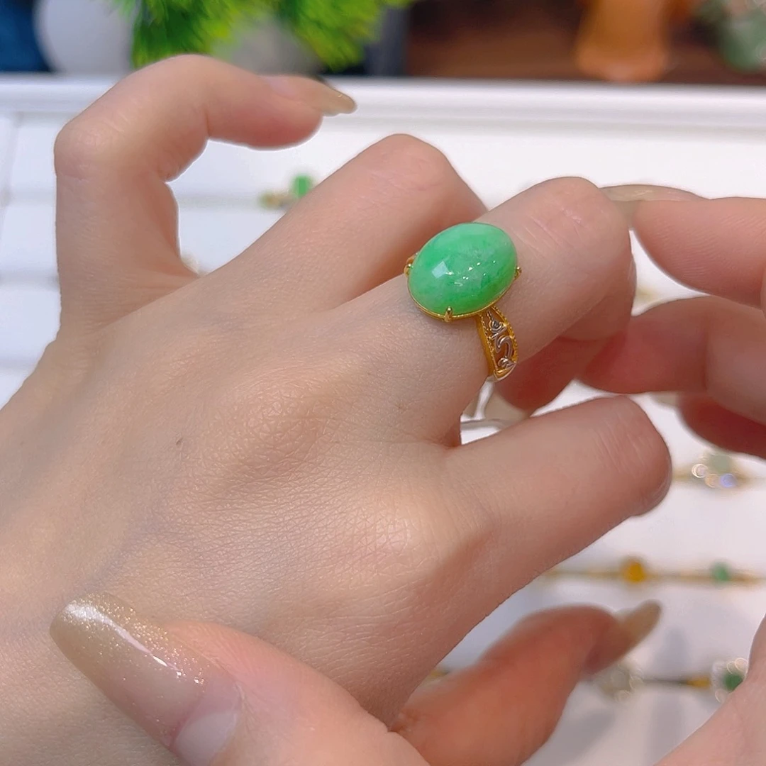 翡翠戒指银S925镶嵌我
