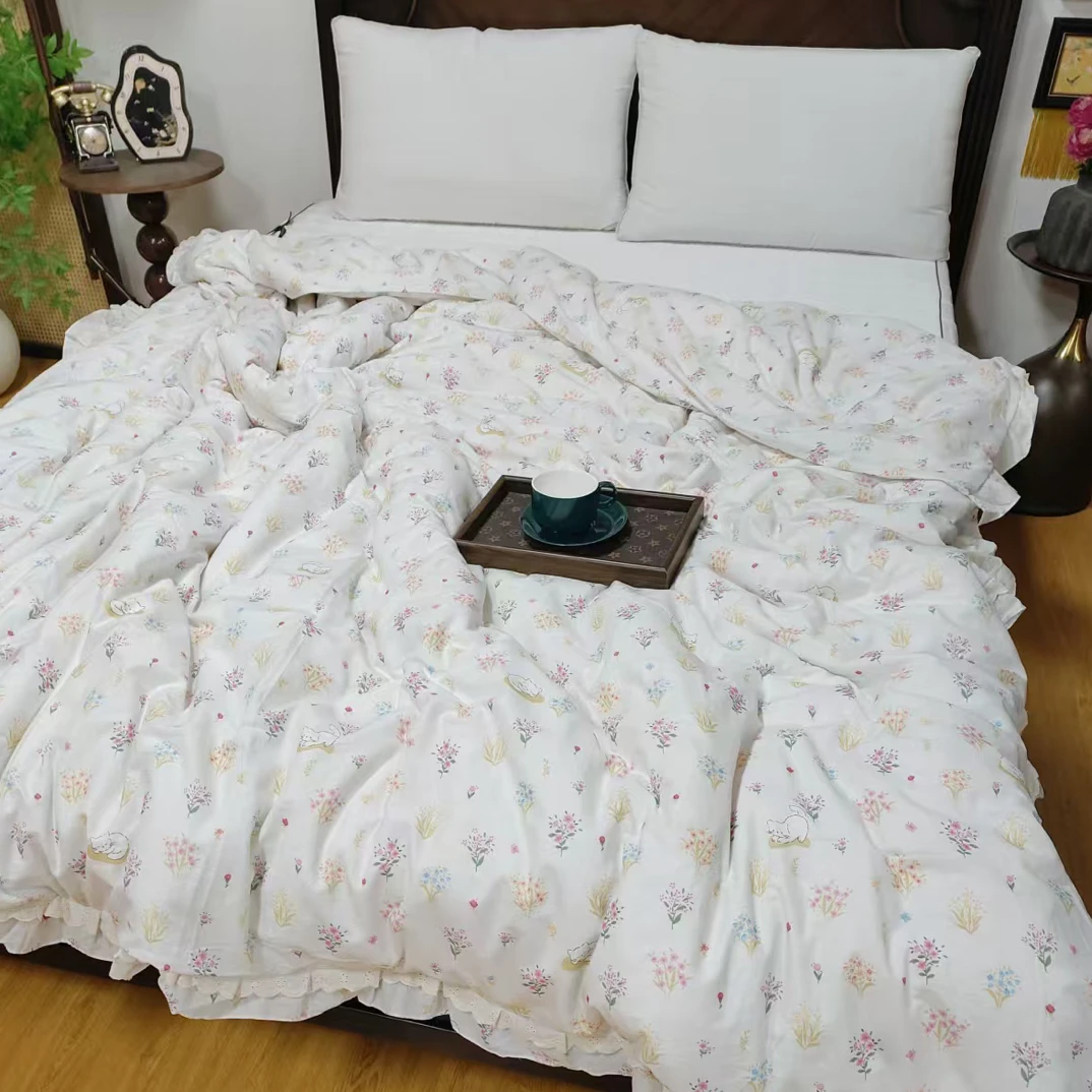 双层纱花边款双人被套标准200*230微瑕～M152