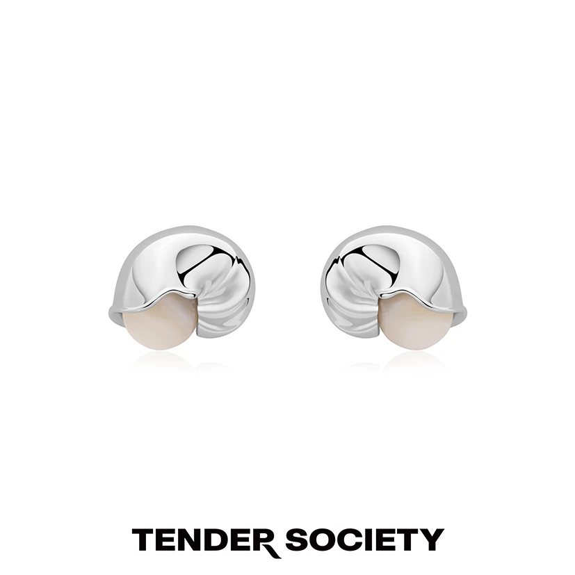 tender society 铜合金耳饰 Molly系列海螺耳钉银色时尚简约款式