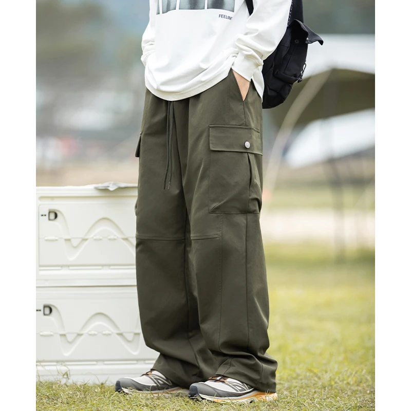 春夏季节新款潮流宽松百搭舒适口袋设计感男女同款休闲长裤