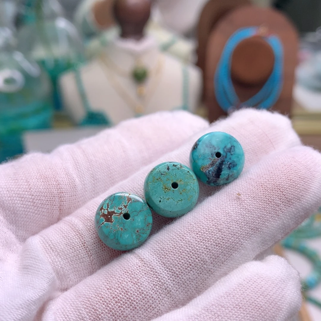 光***蛋绿松石未镶嵌配饰