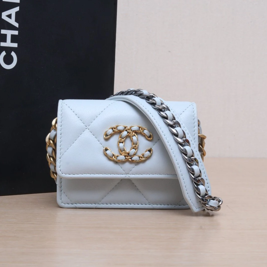 95新 Chanel/香奈儿 【娇】19BAG WOC 11 皮革S 31开金银扣 173835