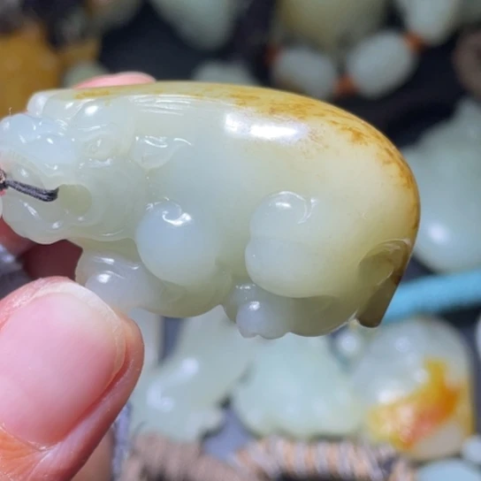 和田玉未镶嵌挂件松*