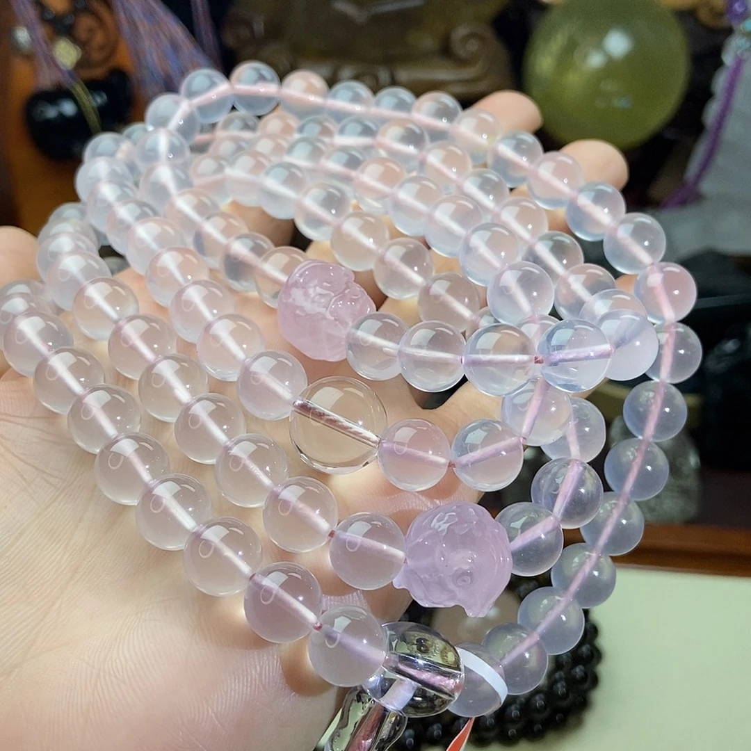 未镶嵌套链水晶粉水晶108颗念珠