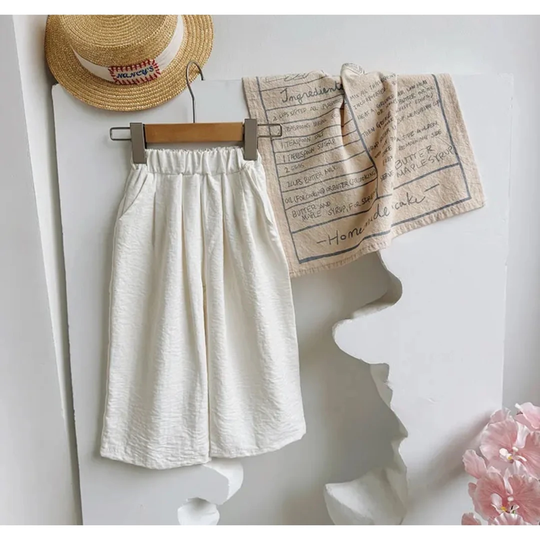 【奶芙裤】2025新款夏季女童直筒裤亲子装纯色清新韩系舒适柔软宽松