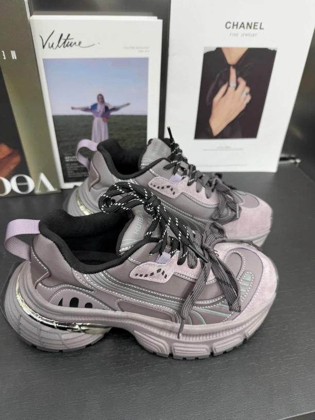 网红ins加绒厚底显脚小老爹鞋女秋冬新款真皮增高休闲运动鞋898