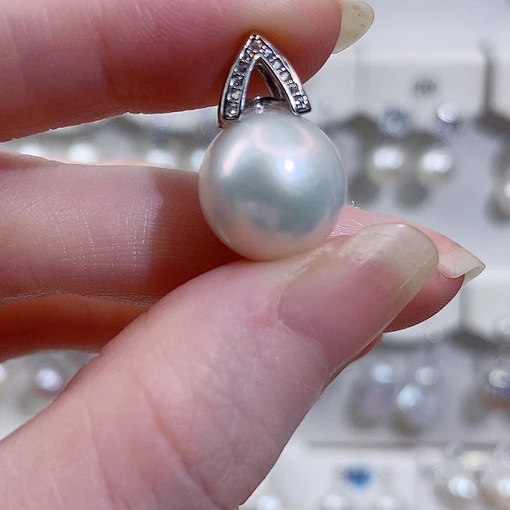 银S925镶嵌淡水珍珠颈饰12+A