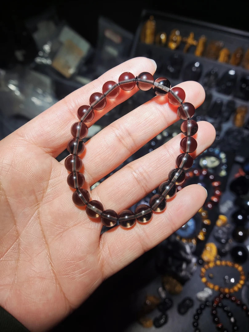 冰种黑曜石手串 8mm 基地检测发货
