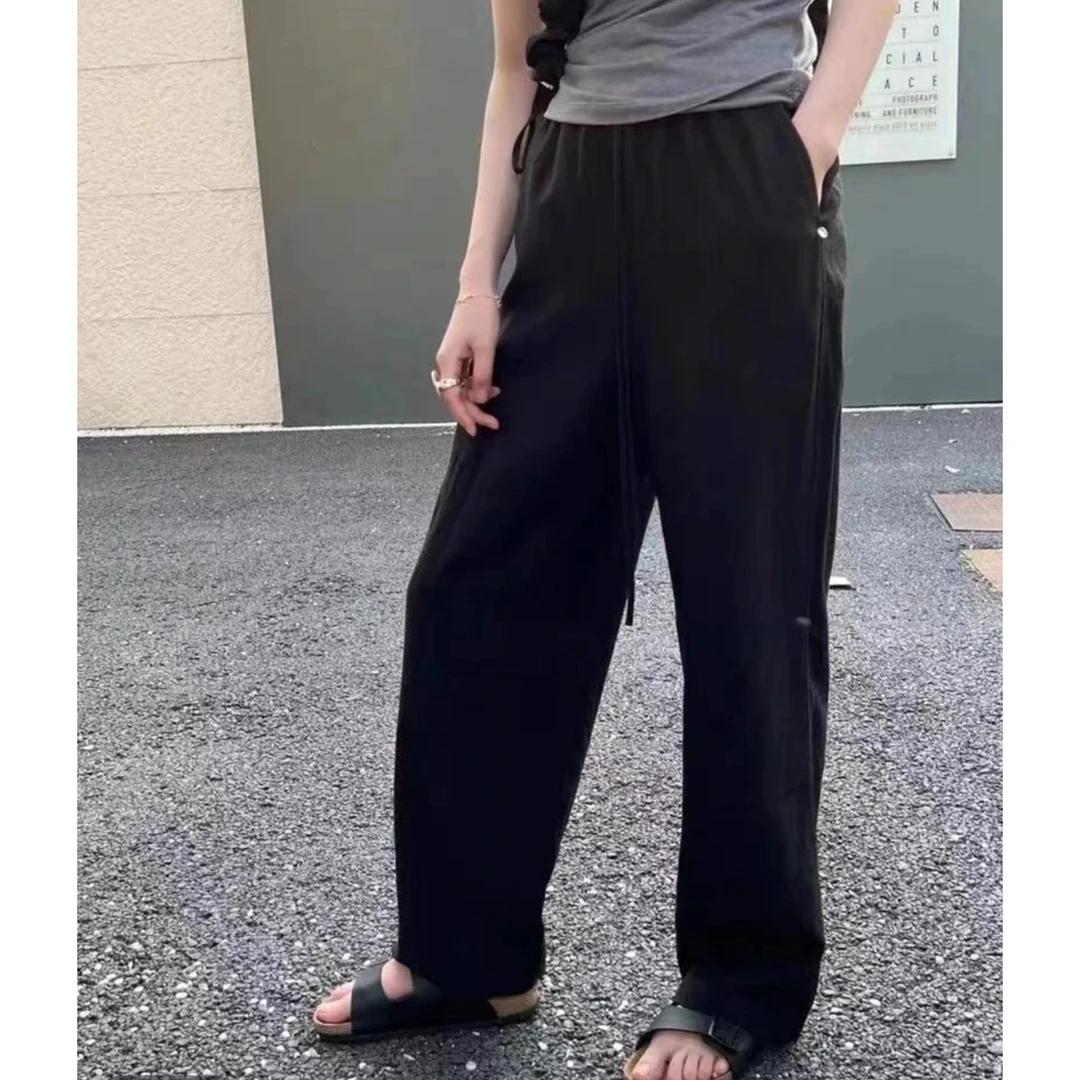 天丝亚麻纯色显瘦休闲裤