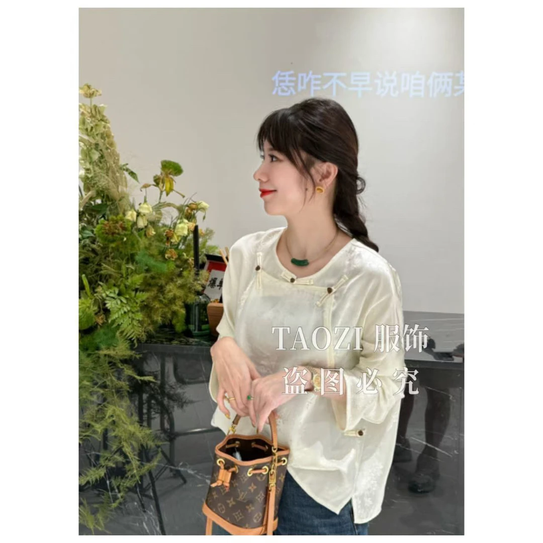 桃子自制 08066【花如玉】秋季新中式高端刺绣气质衬衣上衣