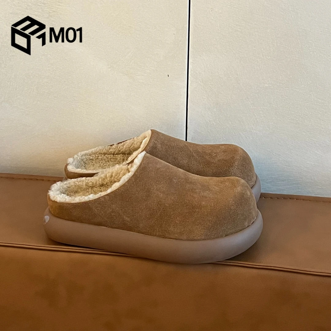 M01厚底大小土豆包头棉拖鞋女外穿冬季新款加绒毛毛勃肯鞋雪地靴