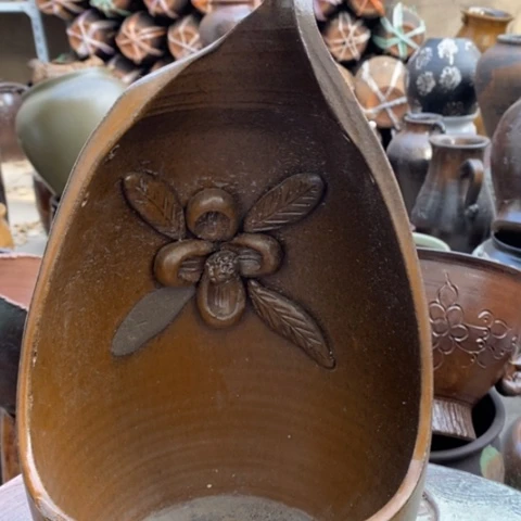 【闪购商品】紫砂花盆高38口19手工瑕疵无孔