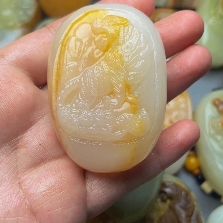 石材方解石手把件虎