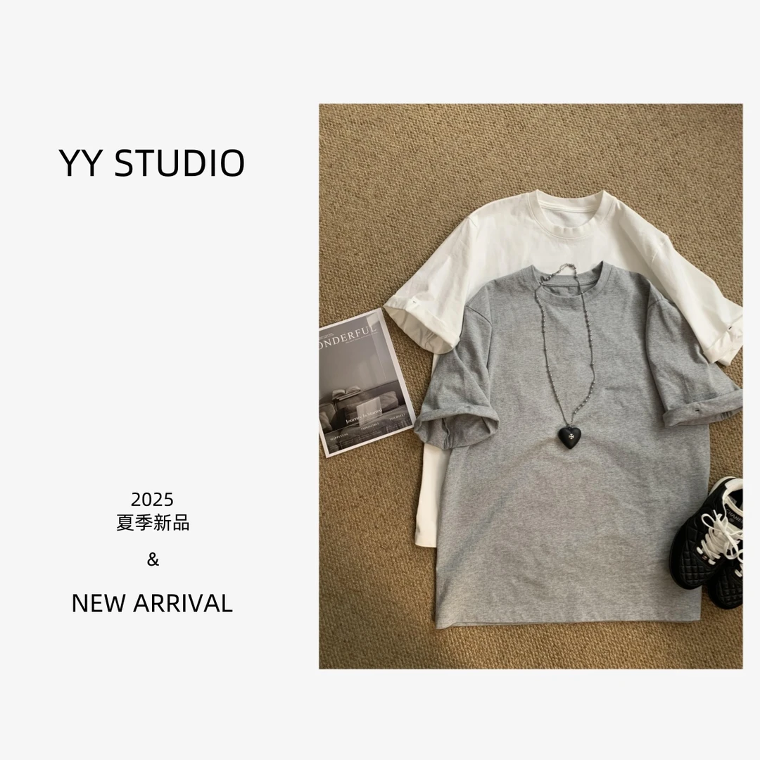 【YY STUDIO】洛可的西街 夏季极简宽松设计感百搭上衣T恤