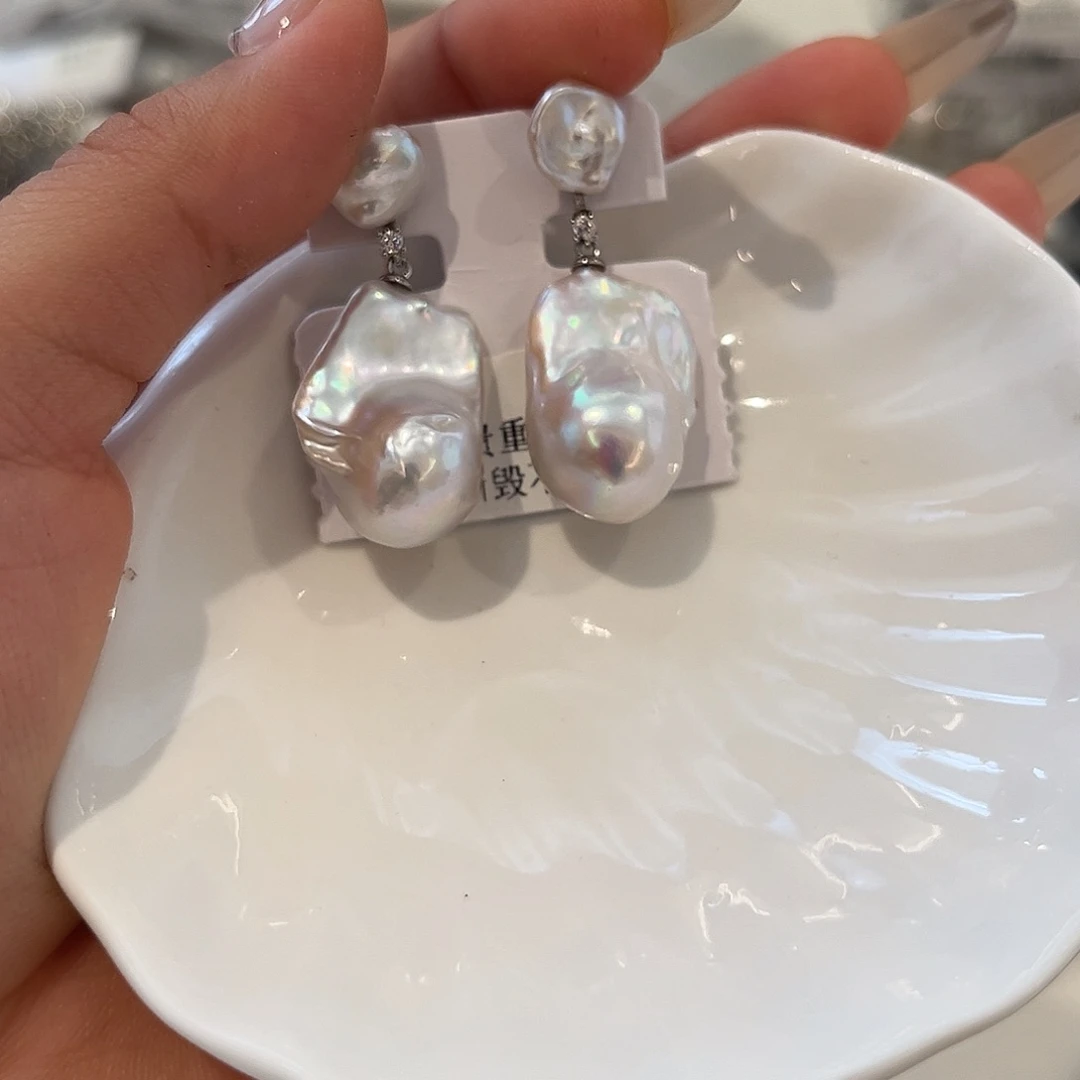 合金淡水珍珠耳饰