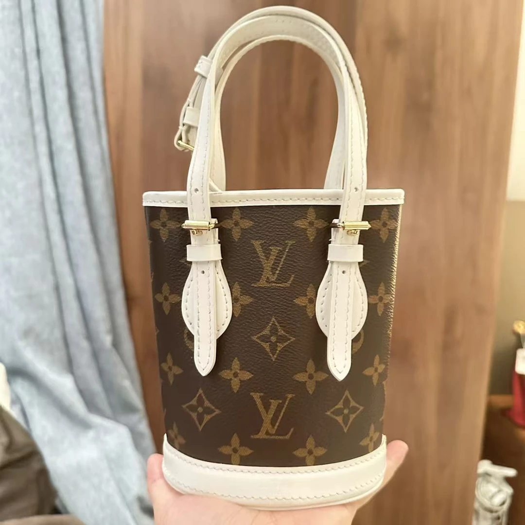 99新 LouisVuitton/路易威登 白色老花手提水桶包YJ00 5500