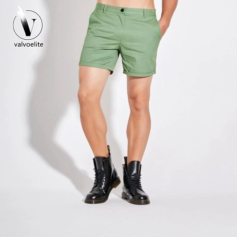 VALVOELITE休闲西裤三分裤男修身韩版潮流休闲裤男超短裤腰带裤潮