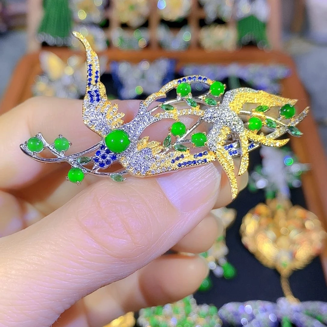 吊坠(不含链)银S925镶嵌翡翠