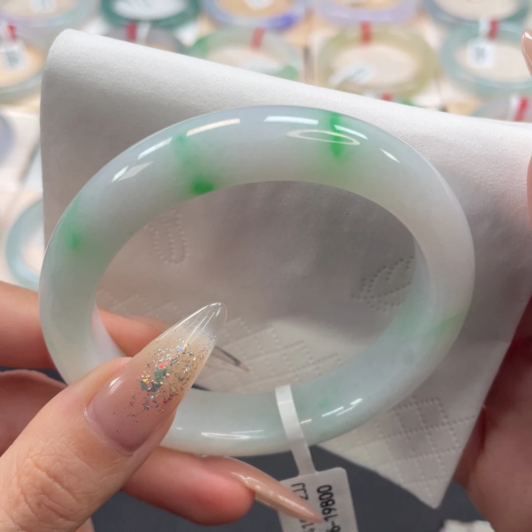 翡翠未镶嵌手镯56阳春白雪5号