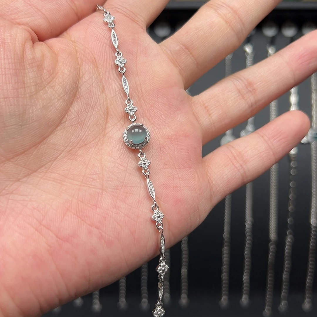 翡翠银S925镶嵌手链