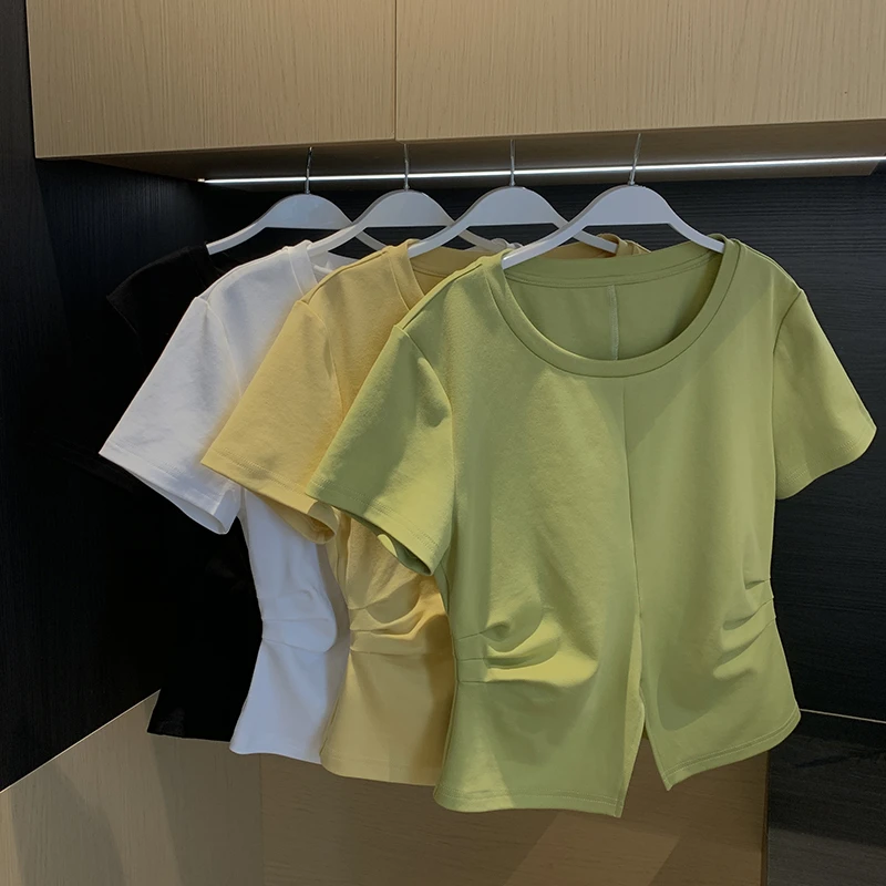 XINYI【蛮腰T】夏季圆领纯色棉感短袖T恤女显瘦百搭X625Y10726