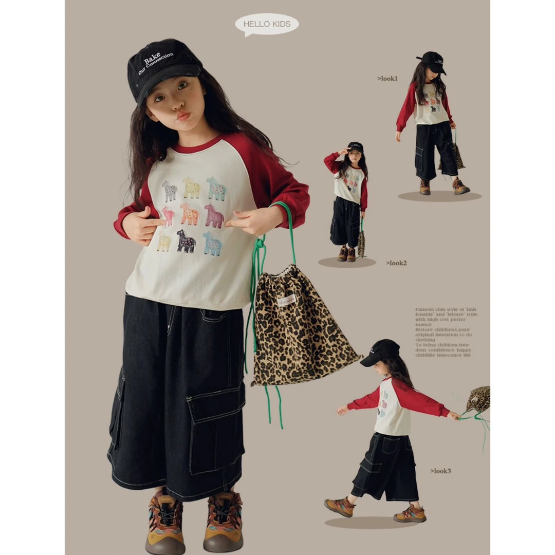 【熙熙可可】2026新款儿童春季韩版时尚休闲圆领套头卫衣 WY2550