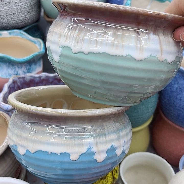 多肉绿植陶瓷花盆9.9包邮，有孔