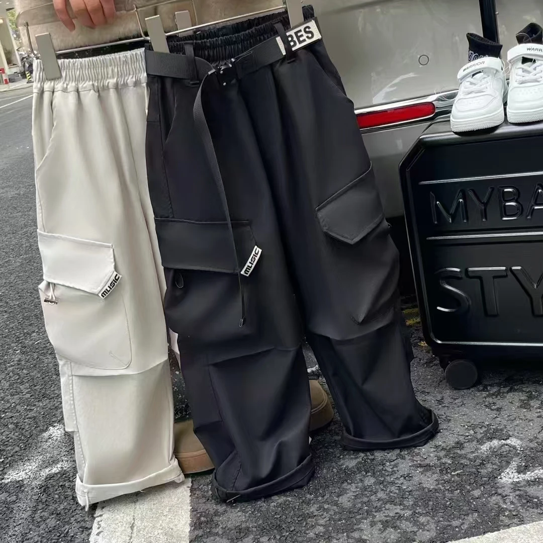 工装裤弹力男童女童中大童春款休闲裤薄款宽松多口袋运动裤百搭