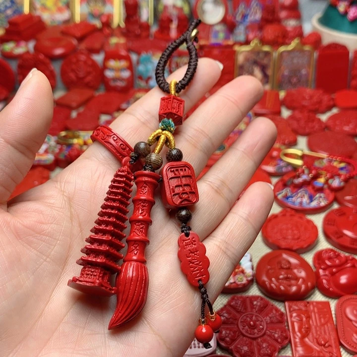 天然辰砂工艺品朱砂钥匙扣