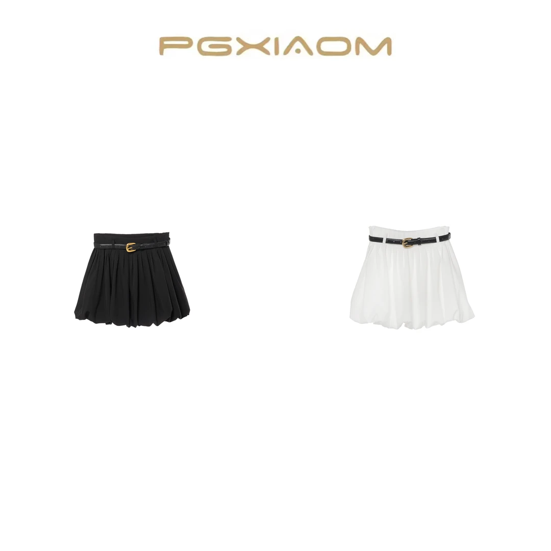 【PGXIAOM】润秀定制黑 白两色短款花苞半裙QZ4211