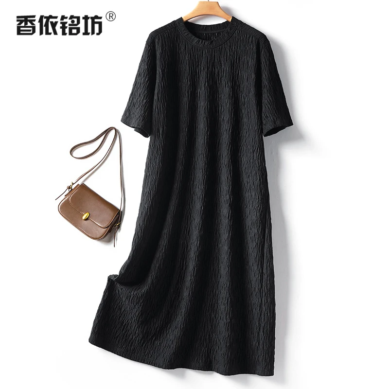 宽松大码中长款气质显瘦连衣裙女