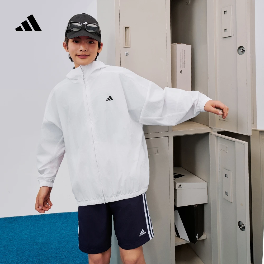 adidas阿迪达斯官方男女大童双旦礼遇春秋休闲连帽夹克外套KC8465