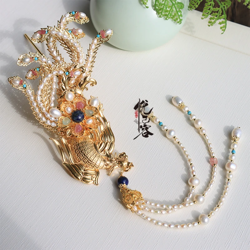 悦己容[凤游仙]复古风发簪汉服华丽凤钗古典流苏贵气手工头饰