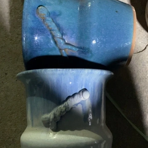 【闪购商品】紫砂花盆高22口20瑕疵一对