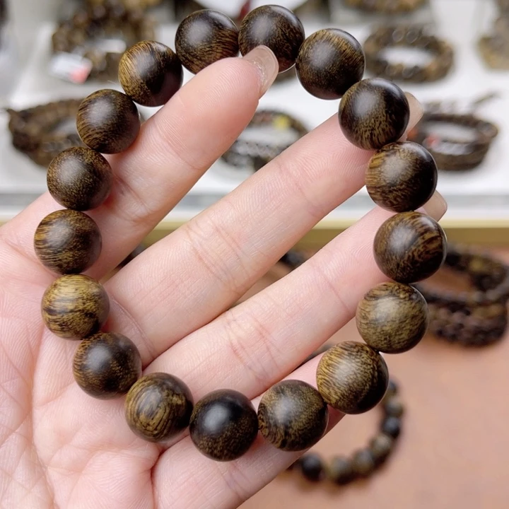 沉香手串越南芽庄白奇楠沉香瘤疤虎斑纹1.2