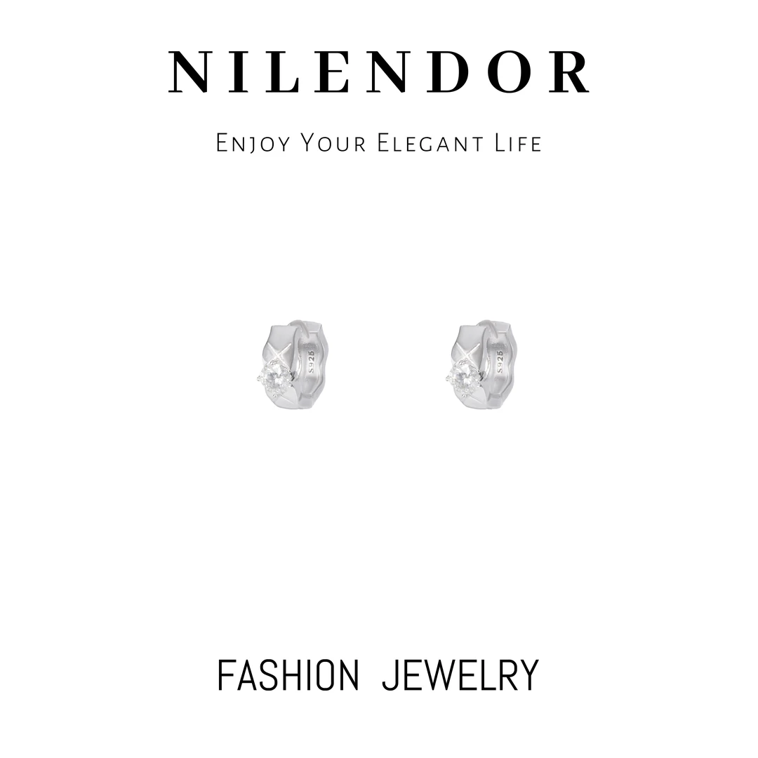 925银莫桑石耳饰 ES-152菱格四爪简约莫桑高级感精致耳环