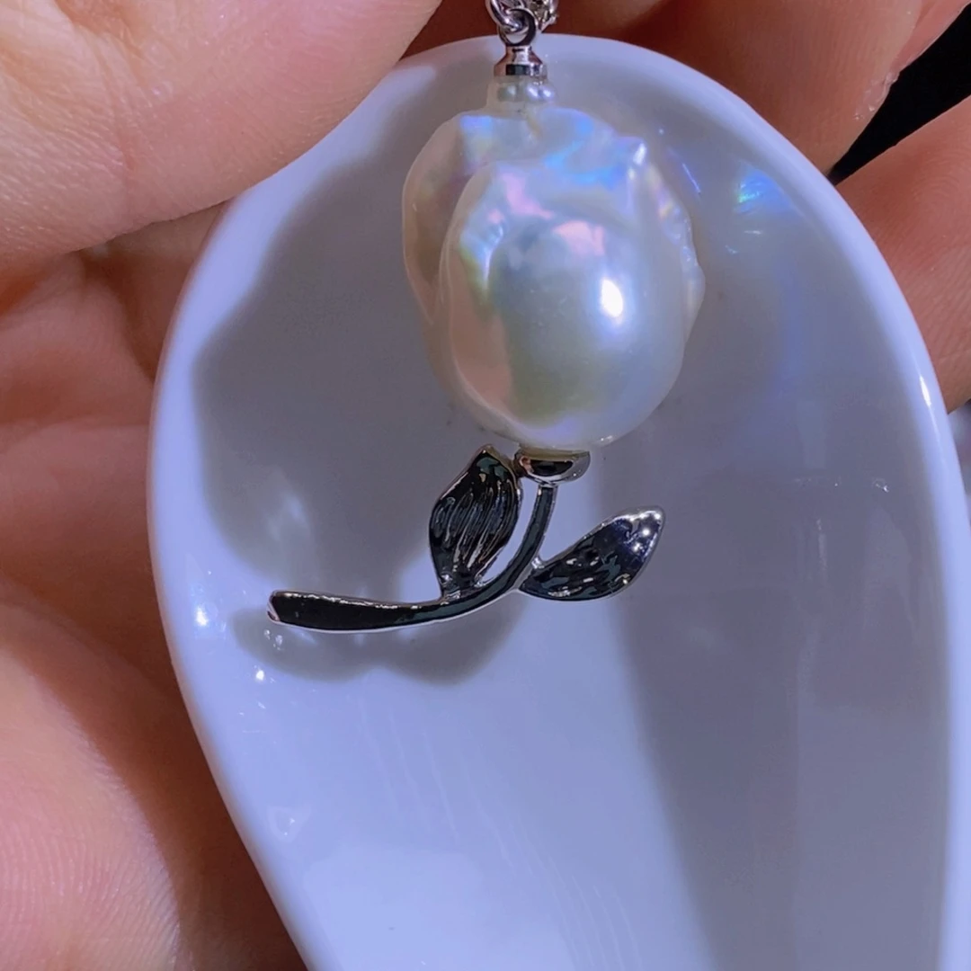 银S925镶嵌淡水珍珠微瑕