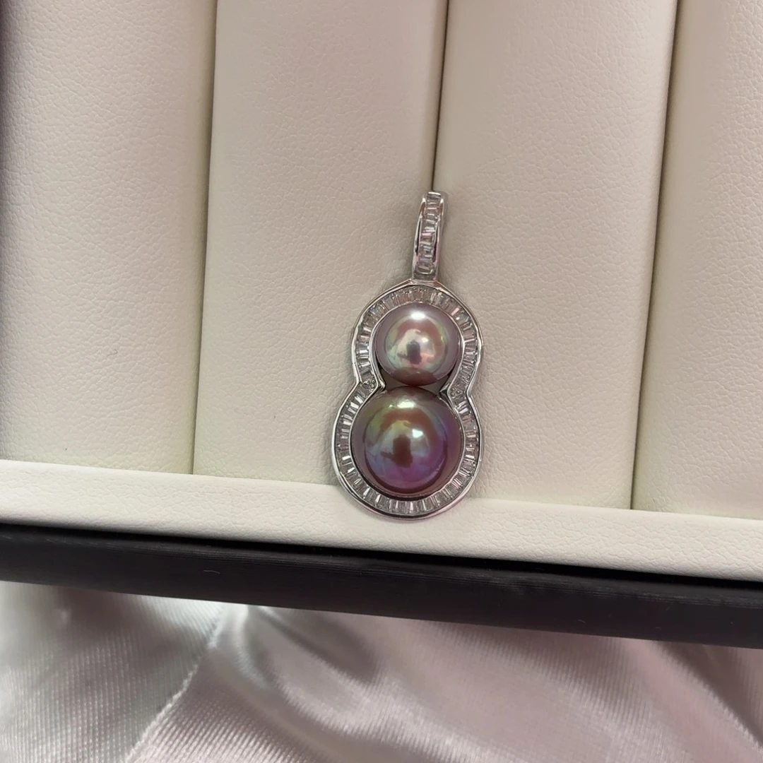 吊坠(不含链)银S925镶嵌淡水珍珠