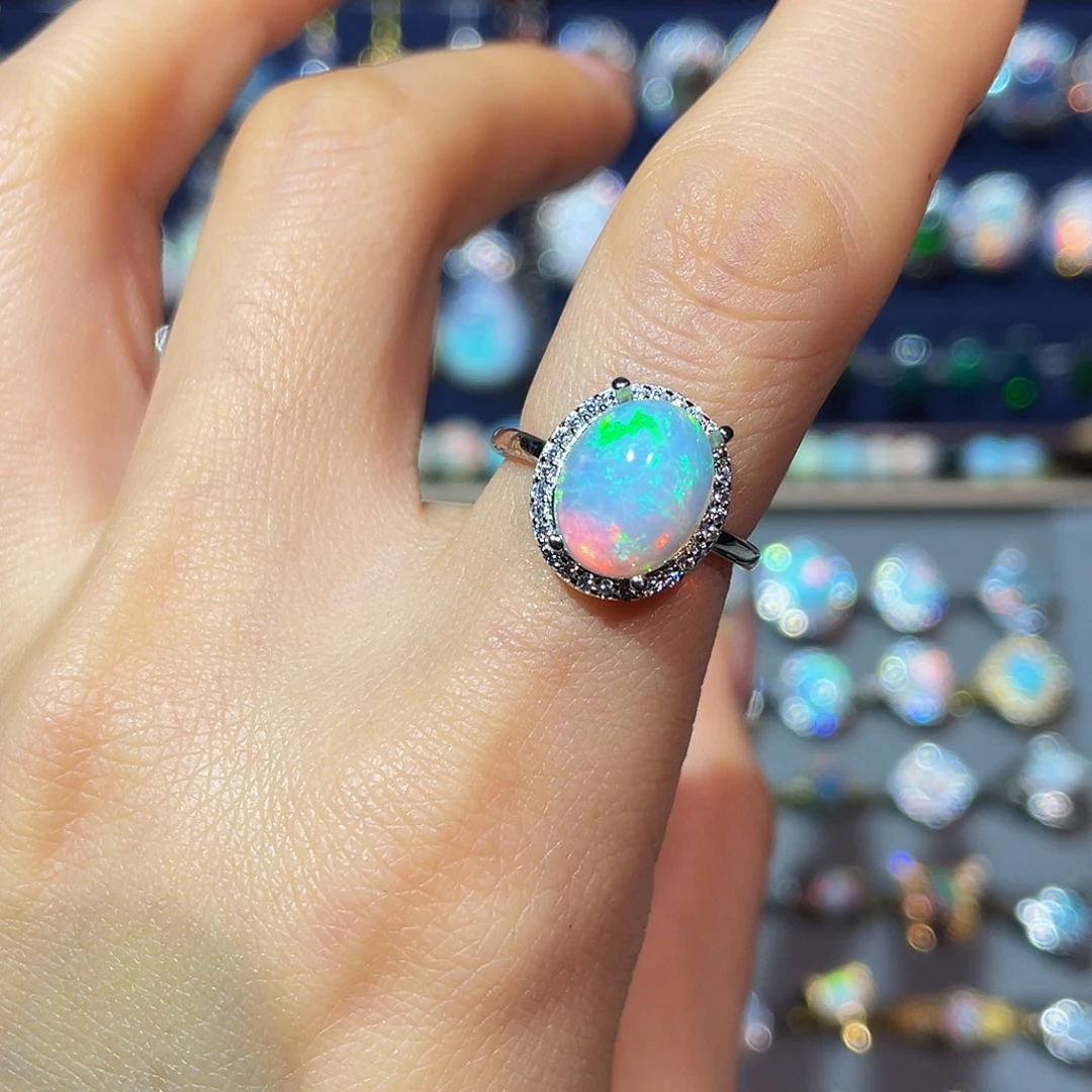 蛋***饭欧泊银S925镶嵌戒指