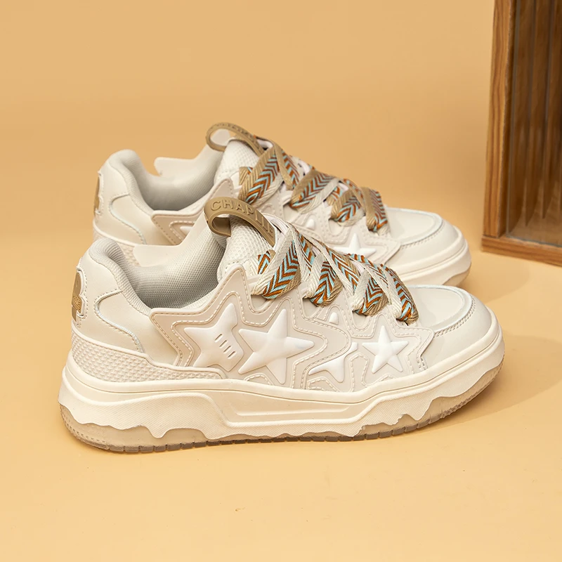 态度女鞋双鞋带圆头增高青年夏季休闲板鞋运动鞋低帮透气潮流板鞋