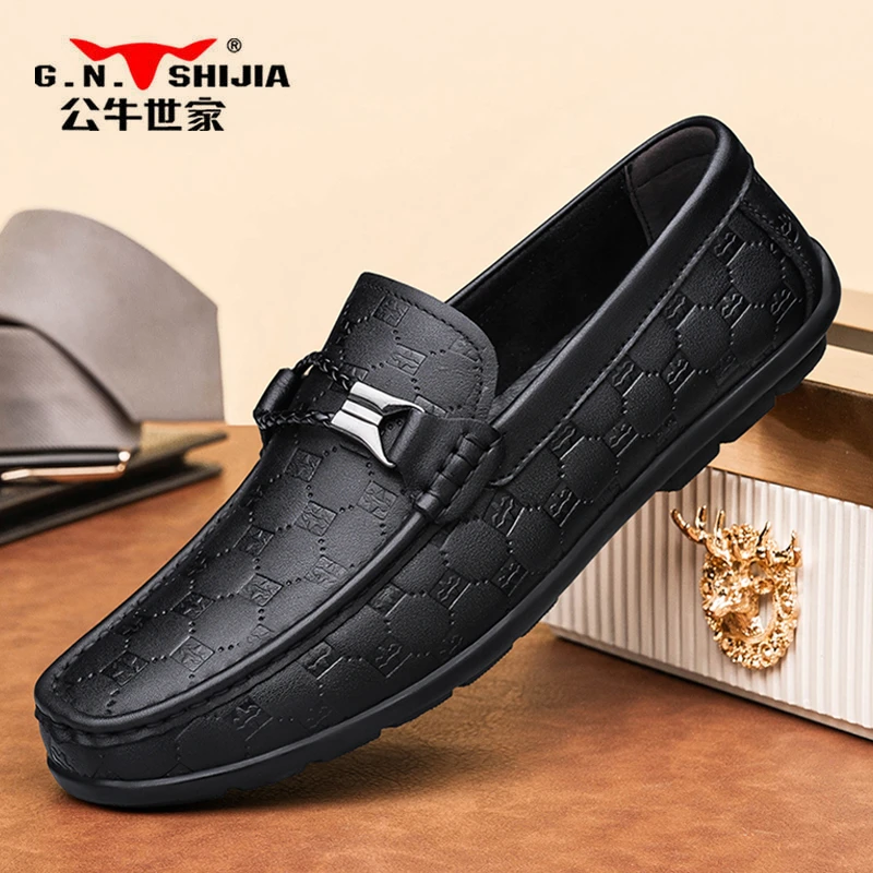 公牛世家2026春季新款男士豆豆鞋时尚百搭乐福鞋软底商务休闲皮鞋商品图